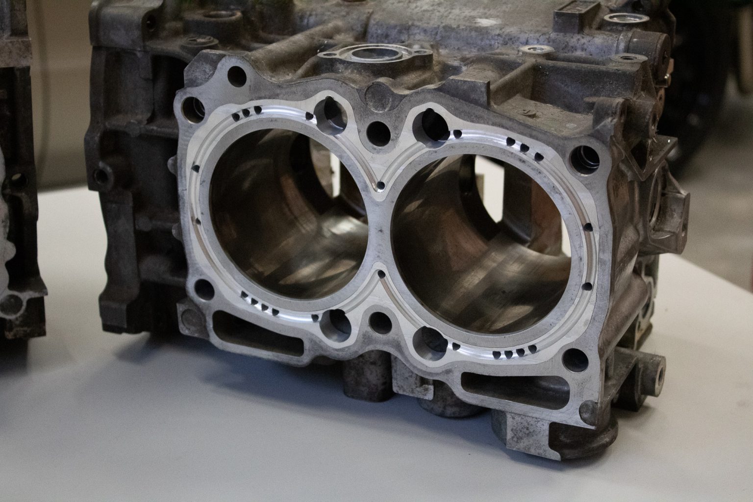 Closed deck Subaru engine case conversion AA Performance Project AA Performance